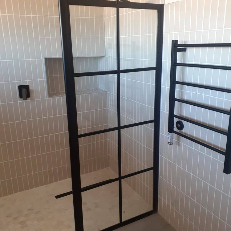 Black-framed shower door